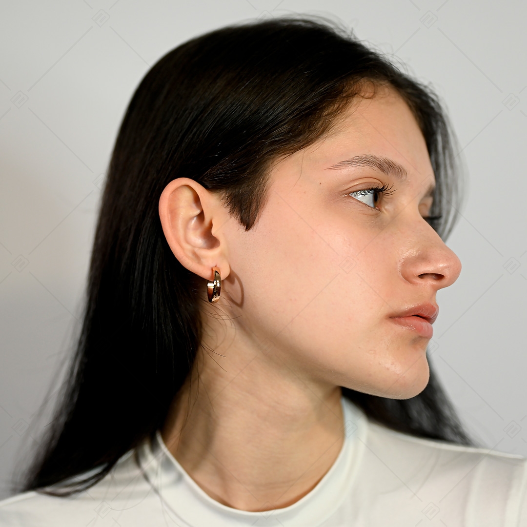 BALCANO - Lisa / Boucles d'oreilles créoles en acier inoxydable plaqué or rose 18K (141224BC96)