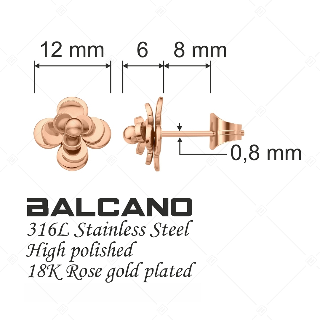 BALCANO - Rose / Stainless Steel Flower Earrings, 18K Rose Gold Plated (141225BC96)