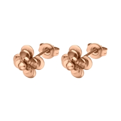 BALCANO - Rose / Boucles d'oreilles en forme fleur spéciale plaqué or rose 18K