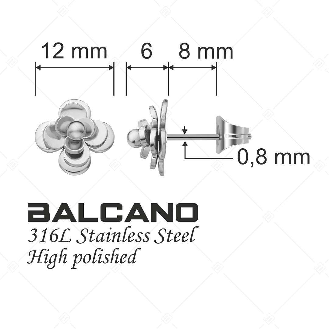 BALCANO - Rose / Stainless Steel Flower Earrings, High Polished (141225BC97)