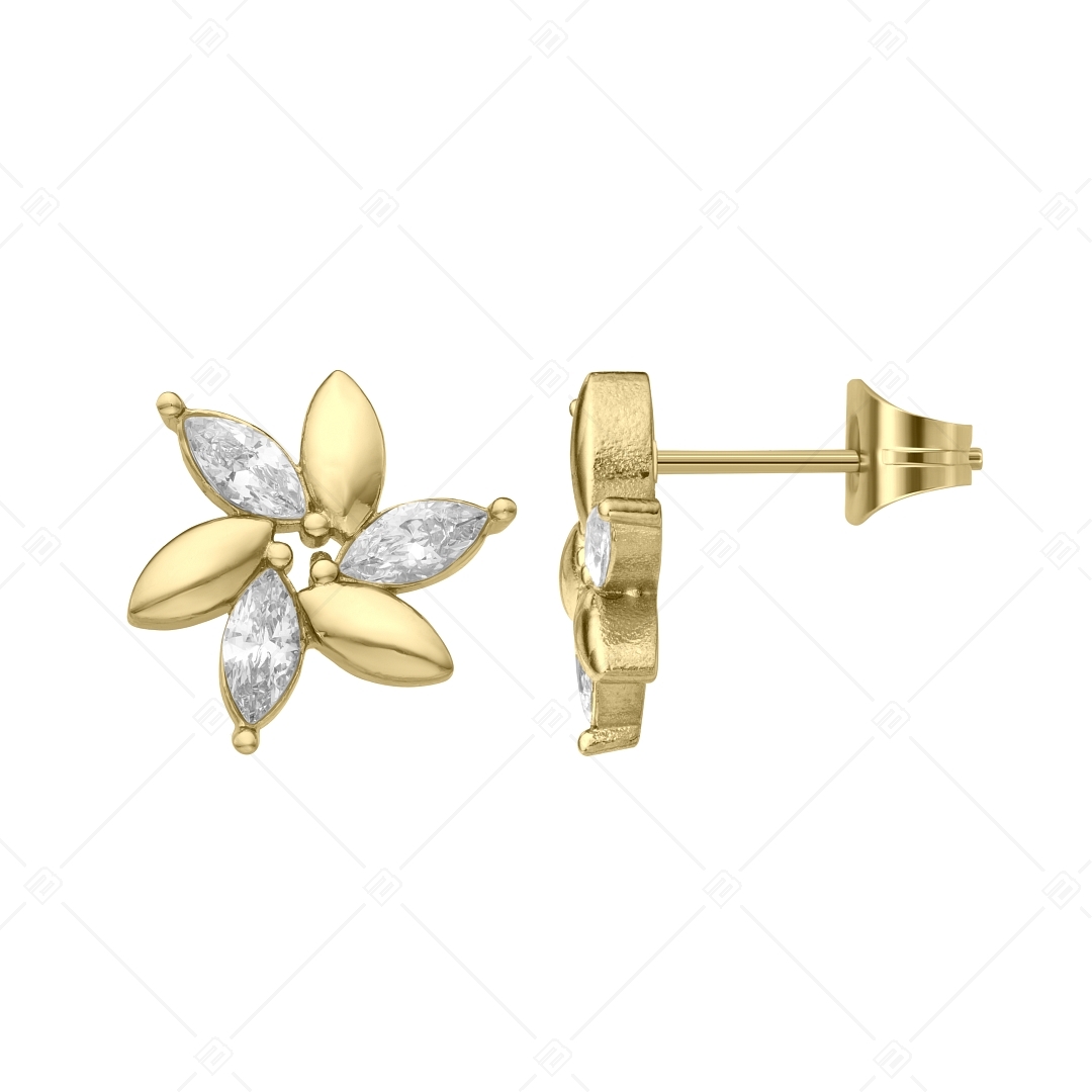 BALCANO - Carly / Flower shaped, zirconia stone earrings with 18K gold plating (141226BC88)