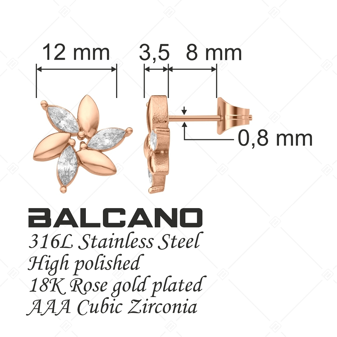BALCANO - Carly / Flower shaped, zirconia stone earrings with 18K rose gold plating (141226BC96)