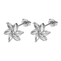 BALCANO - Carly / Flower Shaped, Zirconia Stone Earrings, High Polished