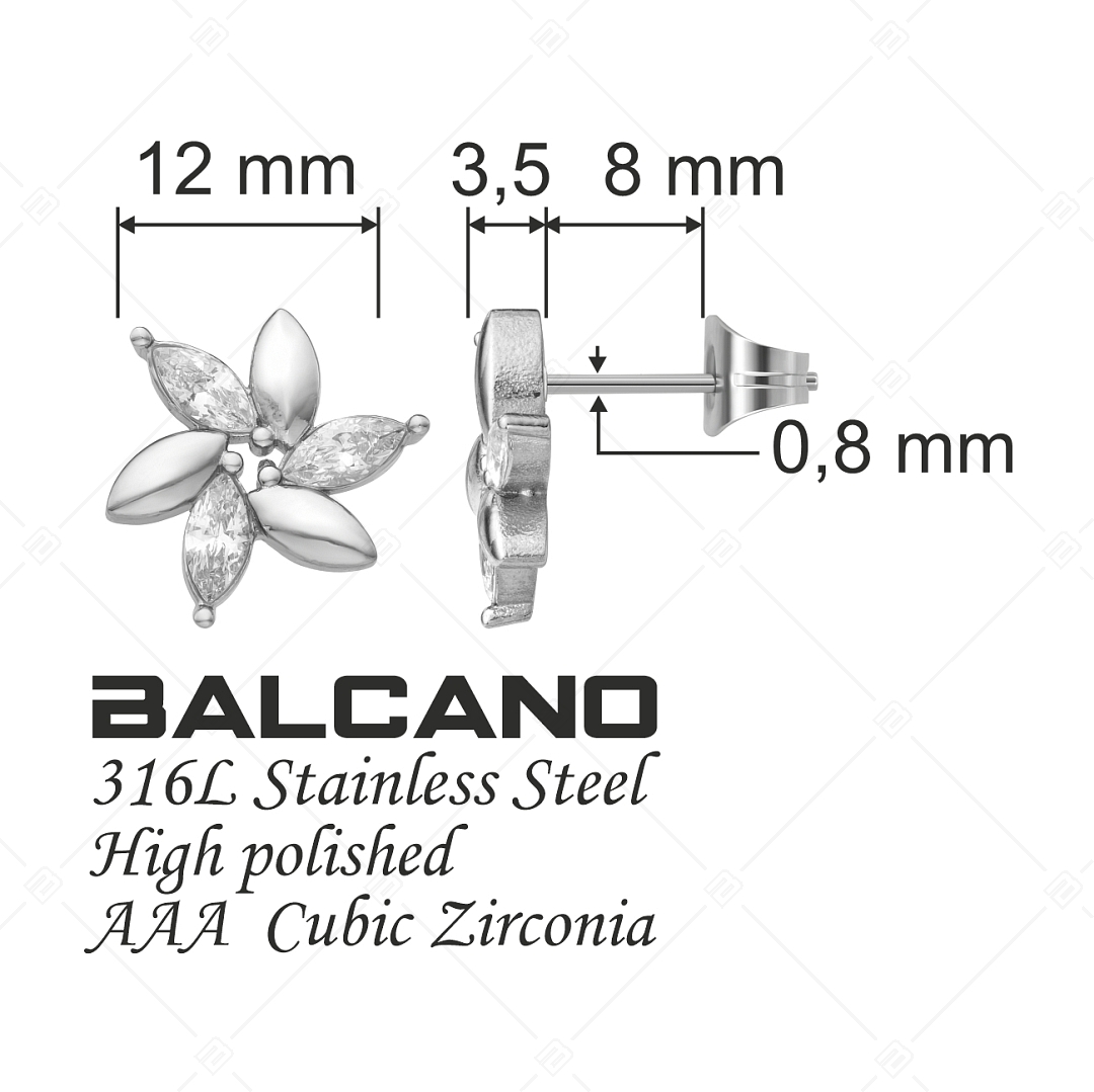 BALCANO - Carly / Blumenförmige Ohrstecker mit Zirkonia Edelsteinen und Spiegelgalzpolierung (141226BC97)