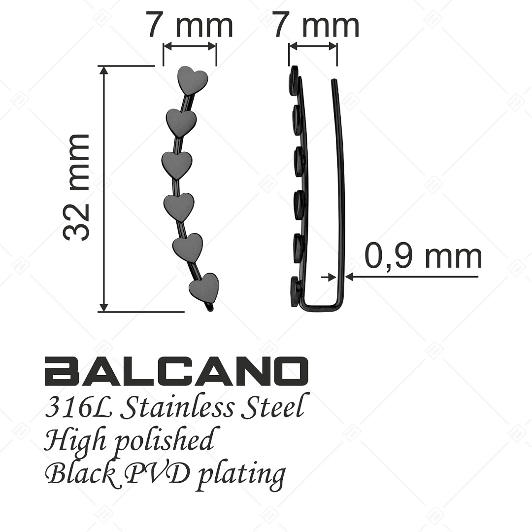 BALCANO - Lovers / Herzen Kletterer Ohrringe mit schwarze PVD-Beschichtung (141228BC11)