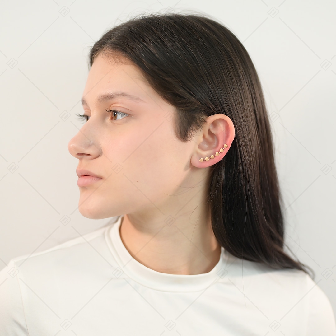 BALCANO - Lovers / Boucles d'oreilles se lissant sur l'oreille avec cœurs, plaqué or rose 18K (141228BC96)