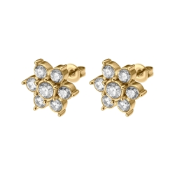 BALCANO - Blossom / Flower Shaped Earrings With Gemstones, 18K Gold Plated