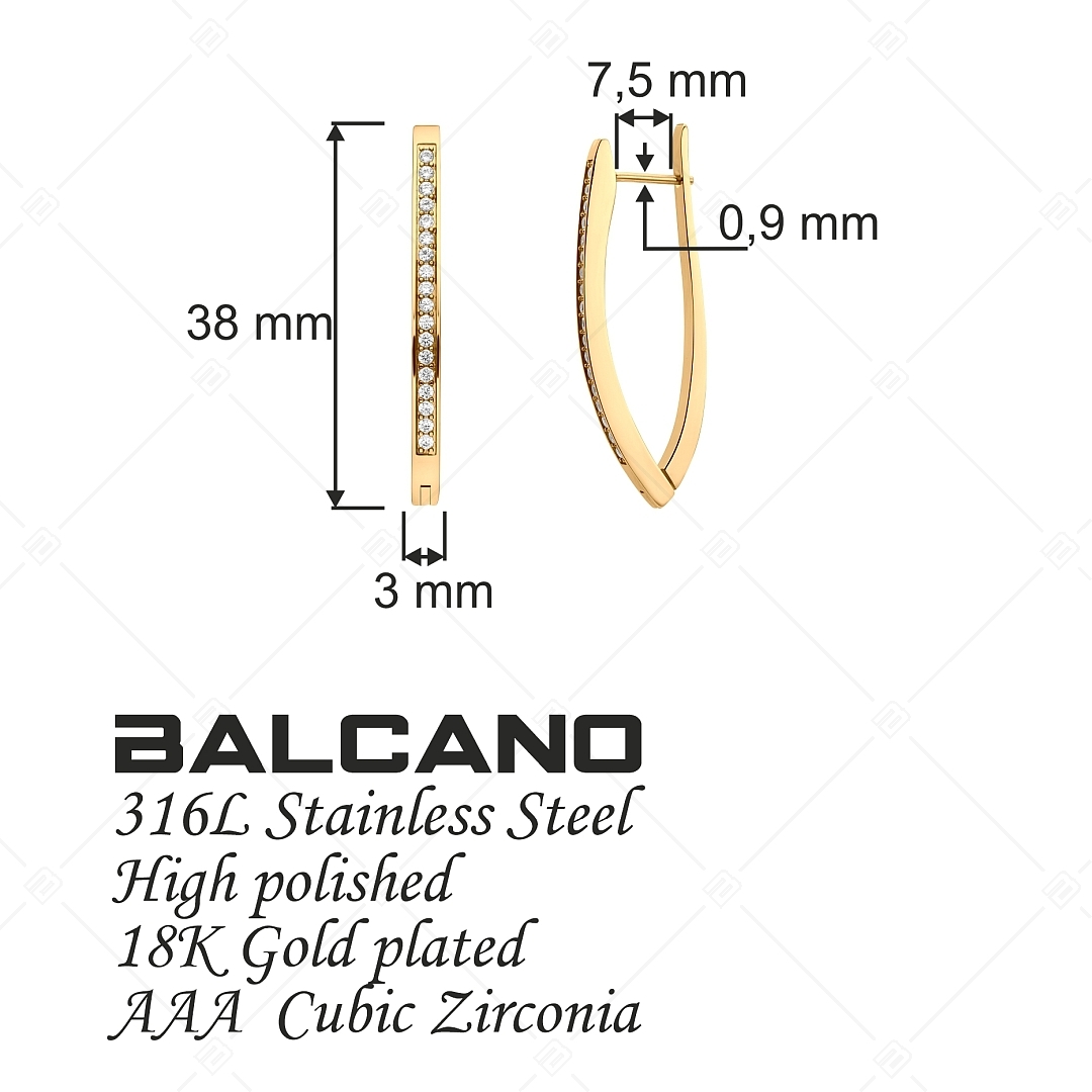 BALCANO - Melanie / Boucles d'oreilles pendantes avec pierre précieuse zirconium, plaqué or 18K (141233BC88)