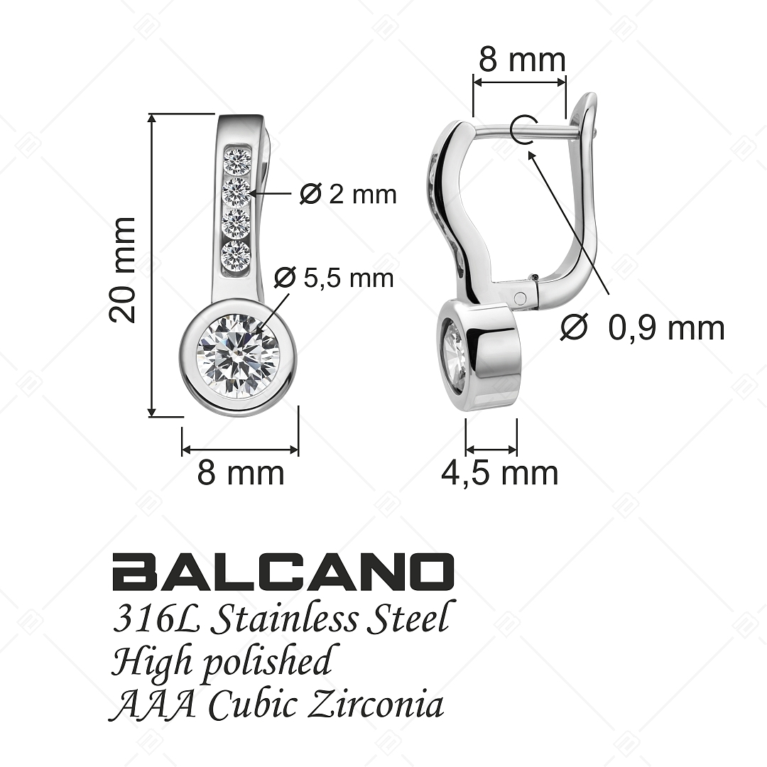 BALCANO - Lorena / Boucles d'oreilles avec des pierres précieuses zirconium, avec hautement polie (141234BC00)