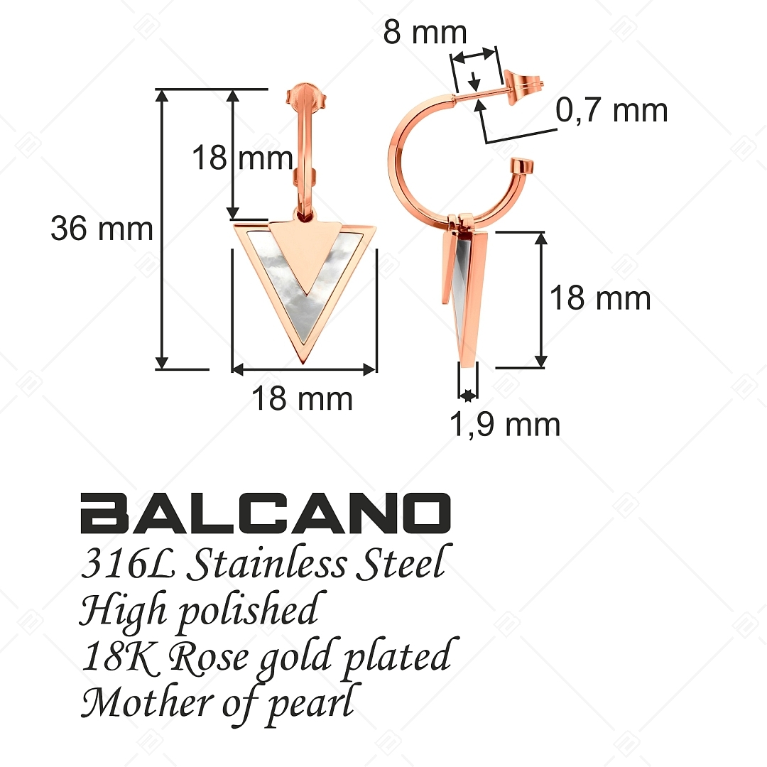 BALCANO - Delta / Dreieckige Ohrhänger mit 18K Roségold Beschichtung (141237BC96)