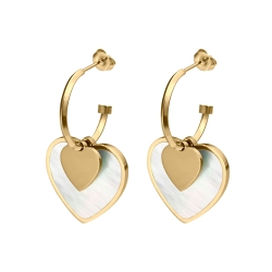 BALCANO - Heart / Boucles d'oreilles pendantes en forme de coeur, plaqué or 18K