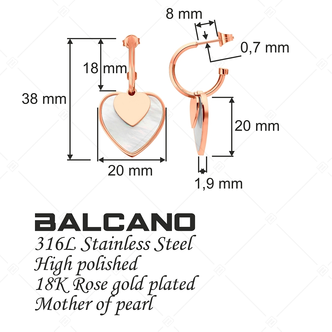 BALCANO - Heart / Herzförmige Ohrhänger mit 18K Roségold Beschichtung (141238BC96)