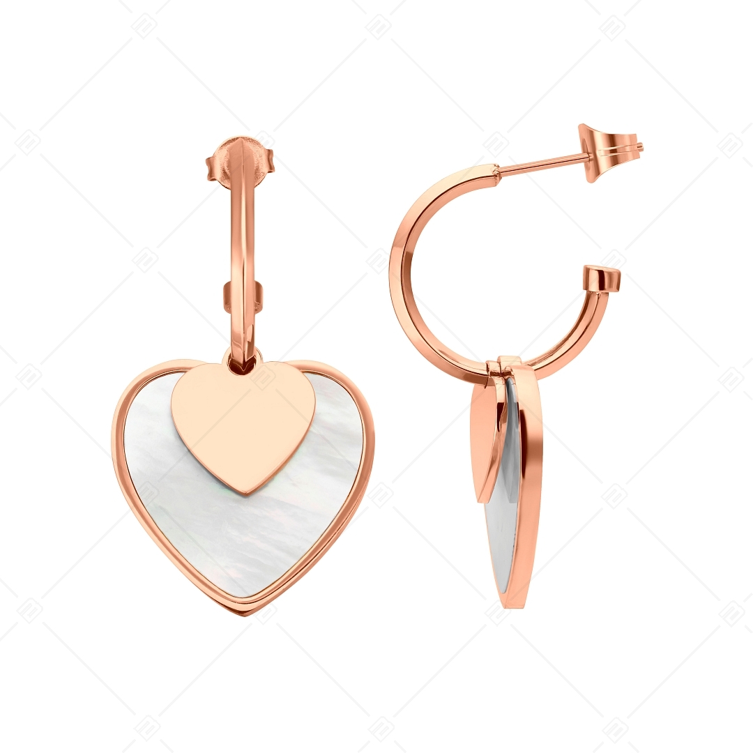 BALCANO - Heart / Boucles d'oreilles pendantes en forme de coeur, plaqué or rose 18K (141238BC96)