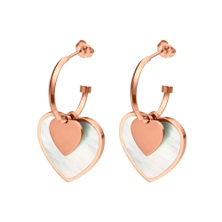 BALCANO - Heart / Boucles d'oreilles pendantes en forme de coeur, plaqué or rose 18K