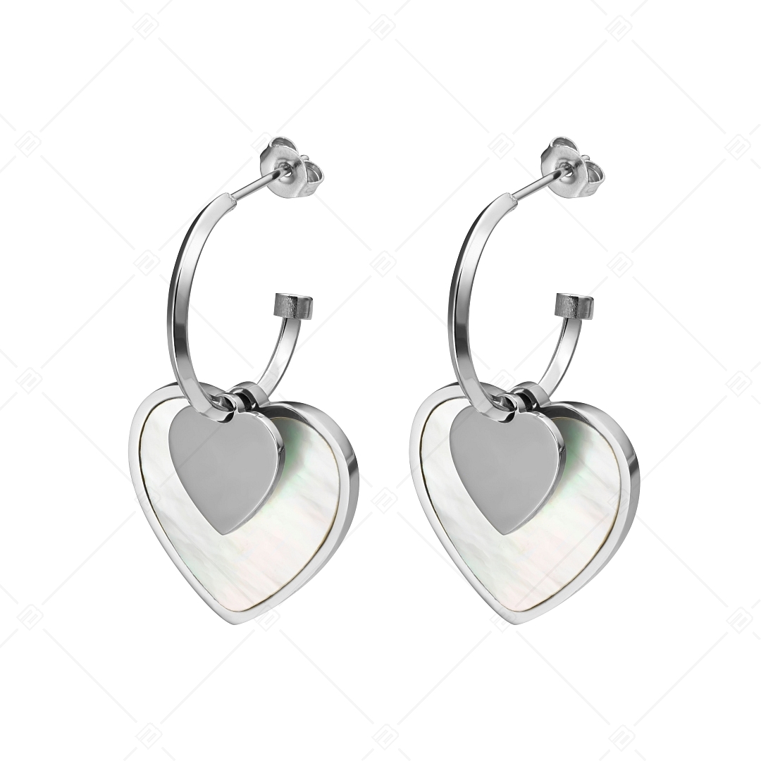 BALCANO - Heart / Heart Shaped Dangle Earrings, High Polished (141238BC97)