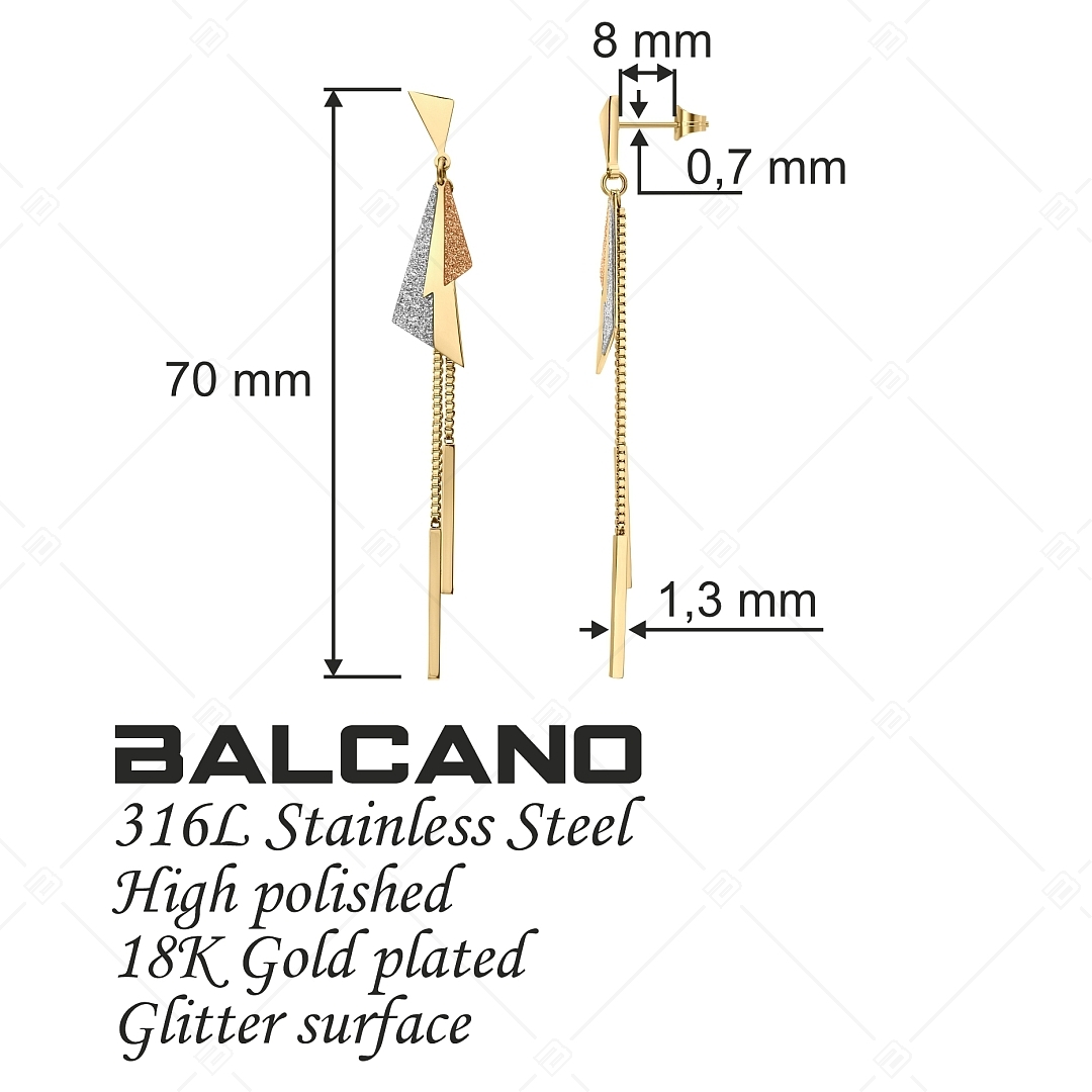 BALCANO - Flash / Boucles d'oreilles pendantes en acier inoxydable, plaqué or 18K (141239BC88)