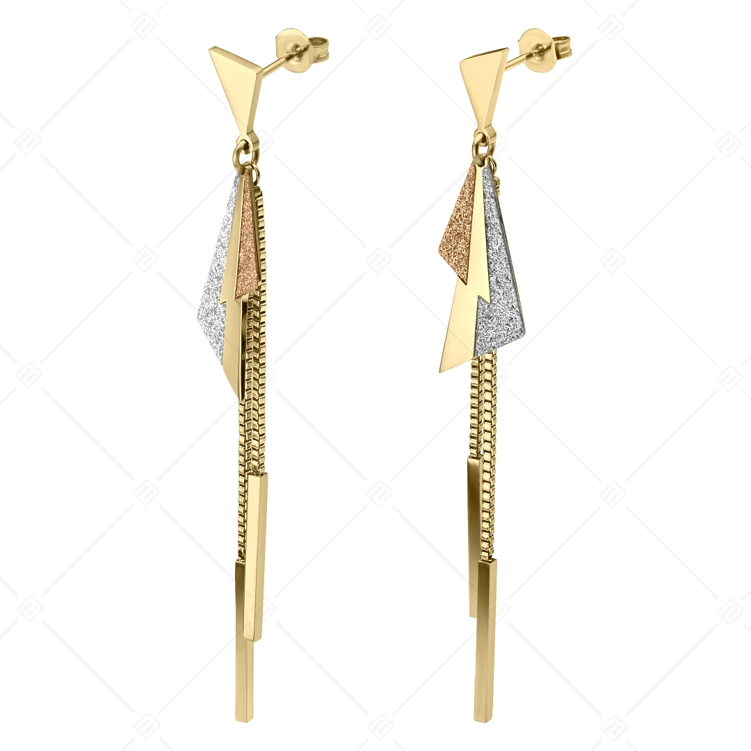 BALCANO - Flash / Dangling stainless steel earrings with 18K gold plated (141239BC88)