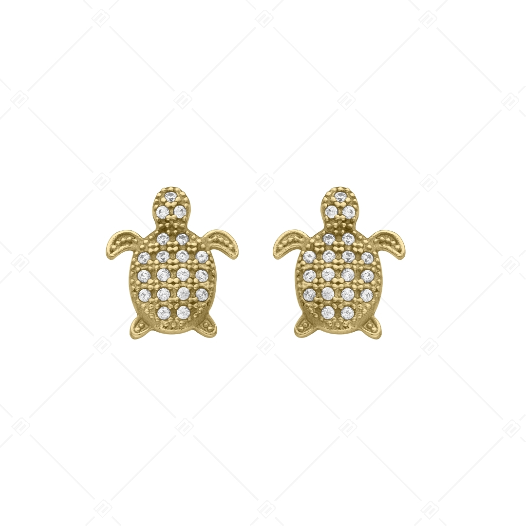 BALCANO - Turtle / Boucles d'oreilles Tortue type perceuse avec zirconium plaqué or 18K (141240BC88)