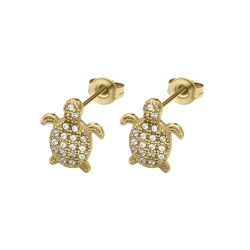 BALCANO - Turtle / 18K Gold Plated Earrings With Cubic Zirconia