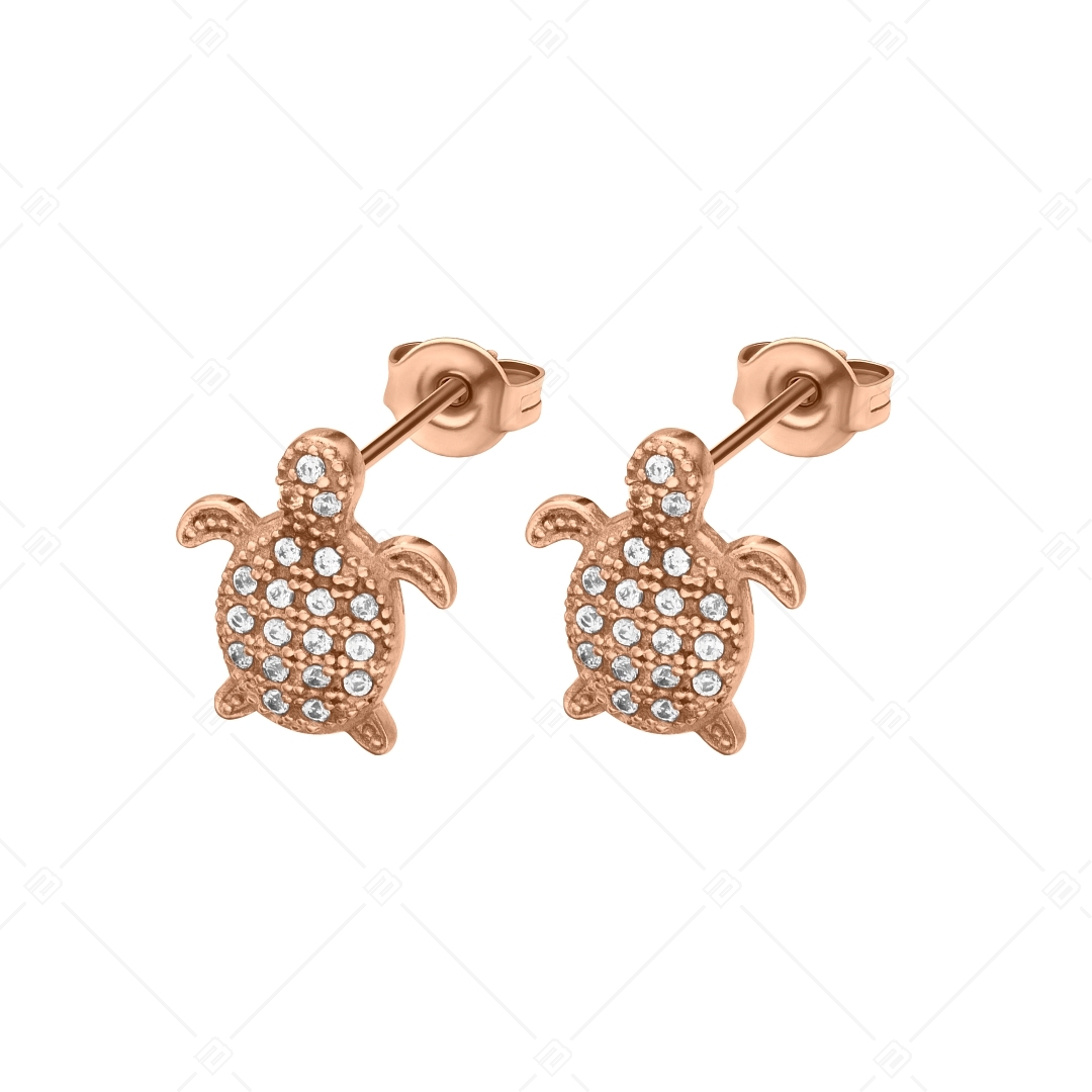 BALCANO - Turtle / Boucles d'oreilles Tortue type perceuse avec zirconium  plaqué or rose 18K ¤ Boutique en ligne BALCANO