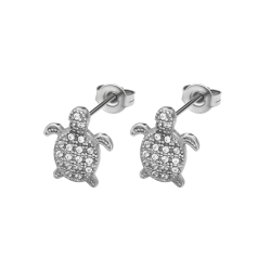 BALCANO - Turtle / Earrings with cubic zirconia and high polished