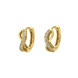 BALCANO - Infinity / Boucles d'oreilles anneaux avec pierres précieuses zirconium, plaqué or 18K