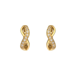 BALCANO - Infinity / Hoop earrings with zirconia gemstone, 18K gold plated