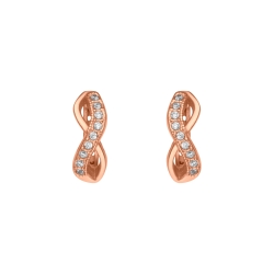 BALCANO - Infinity / Boucles d'oreilles anneaux avec pierres précieuses zirconium, plaqué or rose 18K