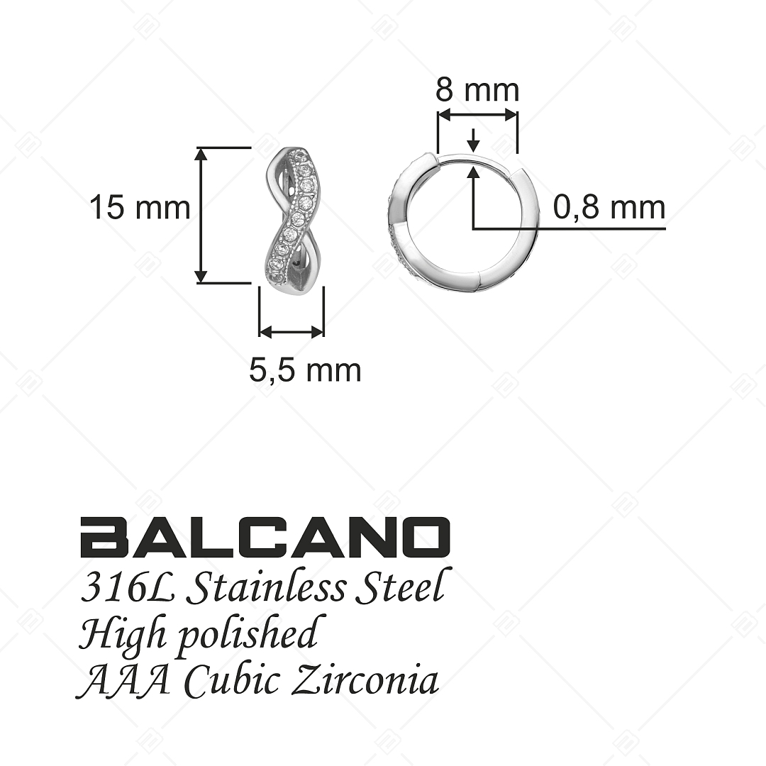 BALCANO - Infinity / Hoop Earrings With Zirconia Gemstone, High Polished (141242BC97)