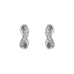 BALCANO - Infinity / Hoop earrings with zirconia gemstone, high polished