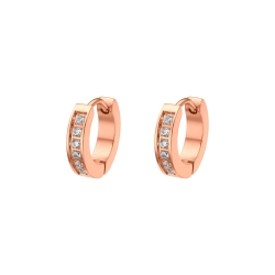 BALCANO - Ilka / Hoop earrings with cubic zirconia gemstones, 18K rose gold plated