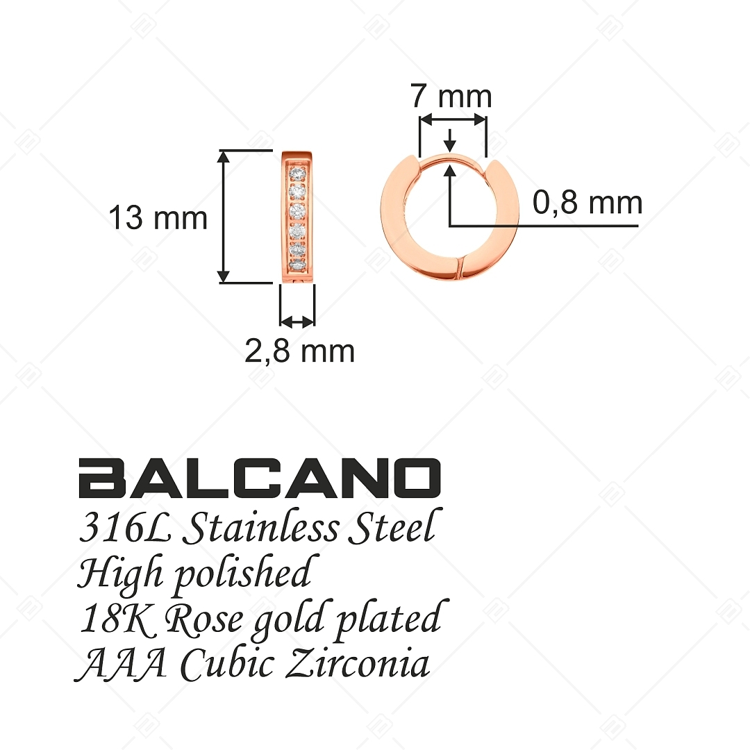 BALCANO - Carmela / Hoop Earrings With Cubic Zirconia Gemstones, 18K Rose Gold Plated (141243BC96)