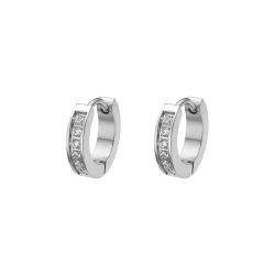 BALCANO - Ilka / Hoop earrings with cubic zirconia gemstones, high polished