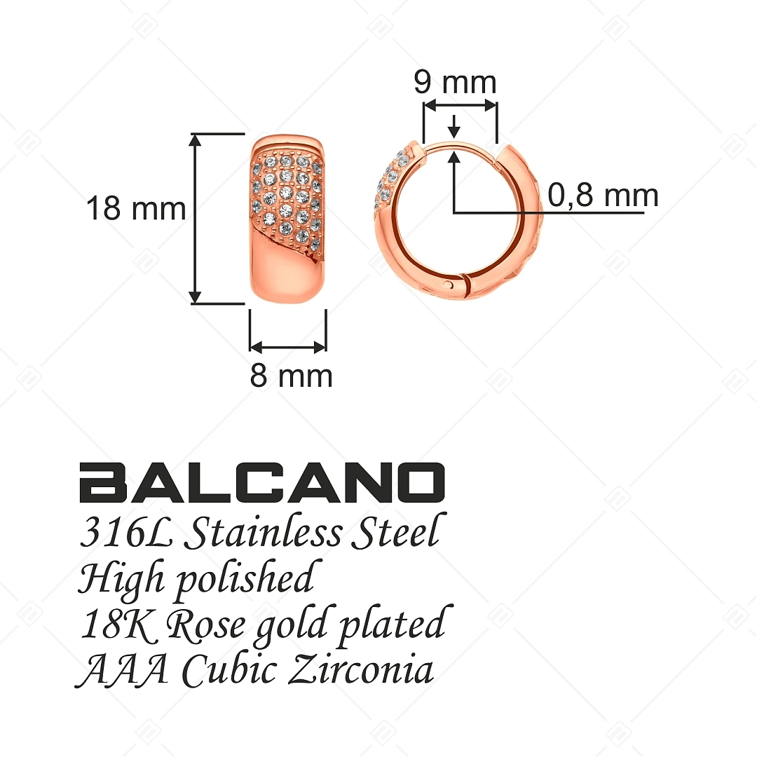 BALCANO - Naomi / Boucles d'oreilles rondes avec pierre précieuses zirconium, plaqué or rose 18K (141244BC96)