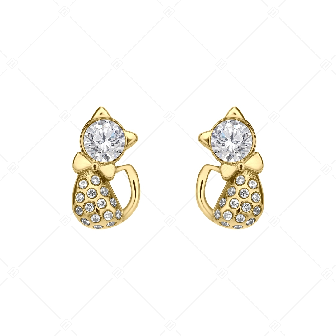 BALCANO - Kitten / Cat Shaped Earrings With Zirconia Gemstones and 18K Gold Plated (141246BC88)