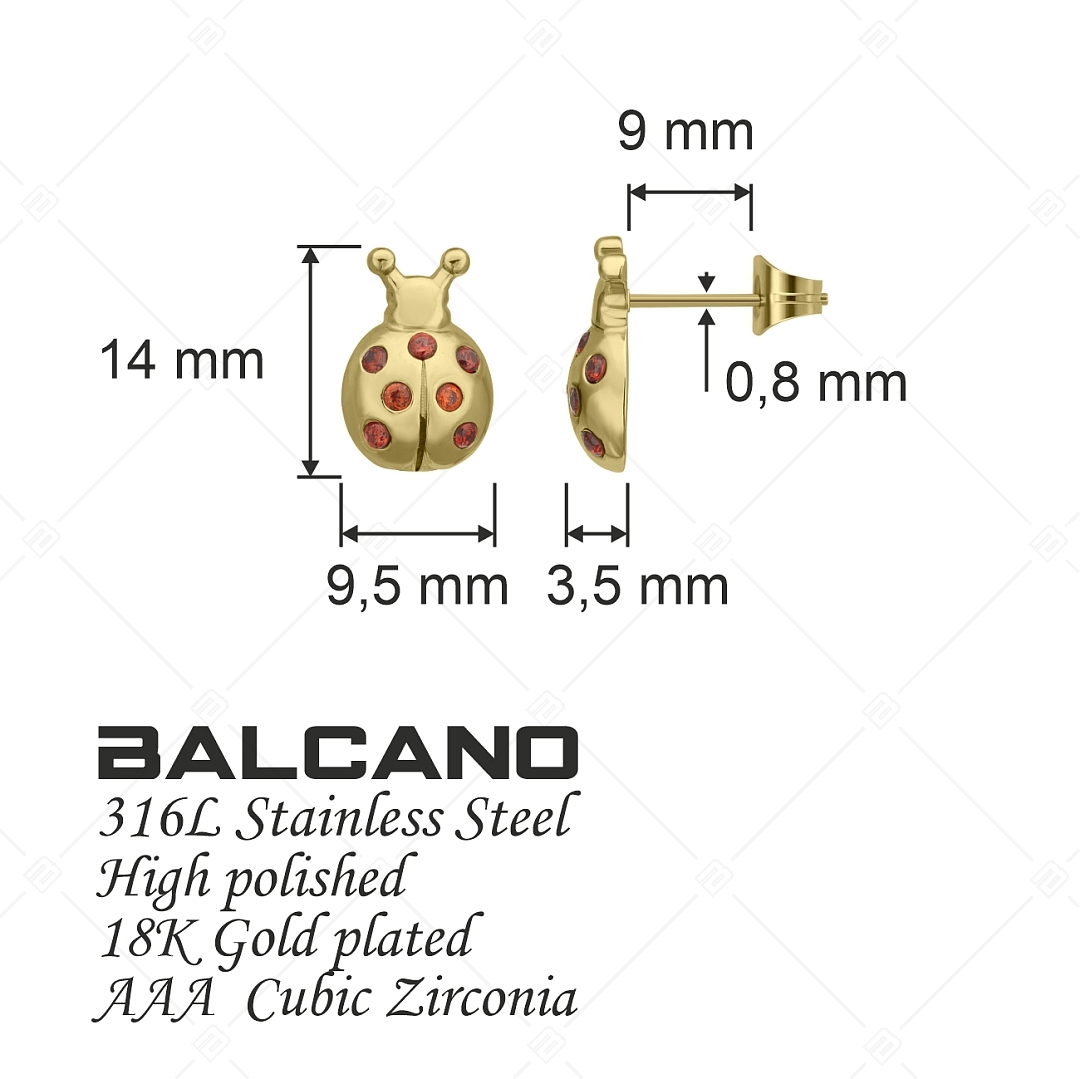 BALCANO - Bubamara / Stainless Steel Earrings With Cubic Zirconia Gemstones, 18K Gold Plated (141248BC88)