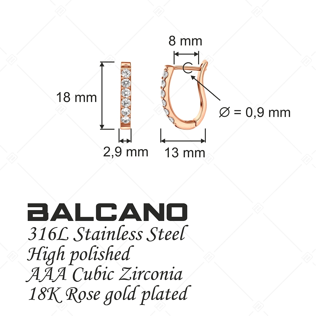 BALCANO - Corinne / Boucles d'oreilles en acier inoxydable avec pierres précieuses zirconium, plaqué or rose 18K (141250BC96)