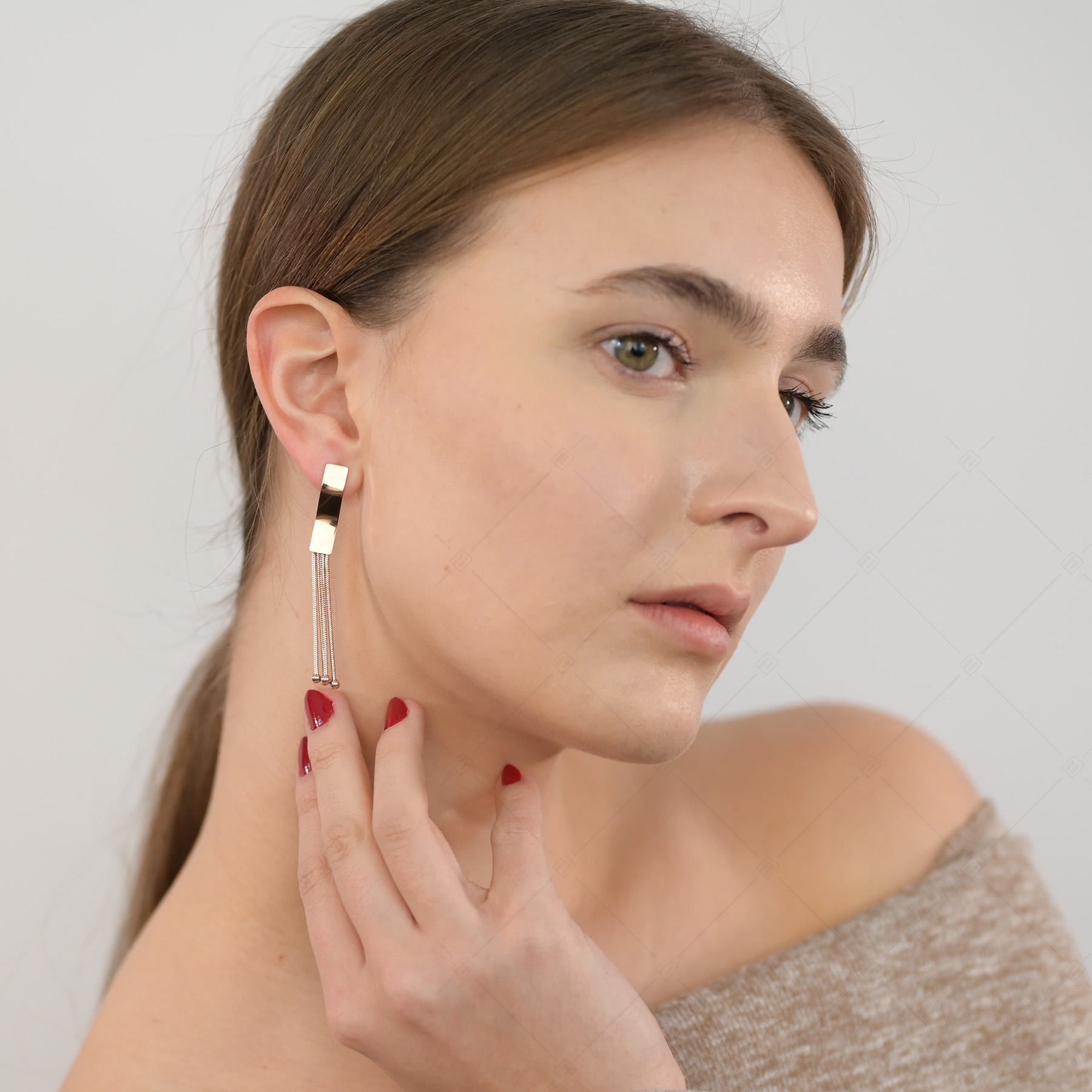BALCANO - Annie / Boucles d'oreilles pendantes en acier inoxydable, plaqué or rose 18K (141251BC96)