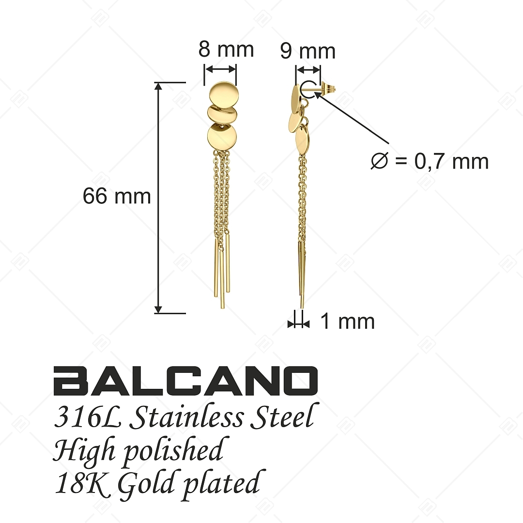 BALCANO - Josephine / Dangling Stainless Steel Earrings, 18K gold plated (141252BC88)