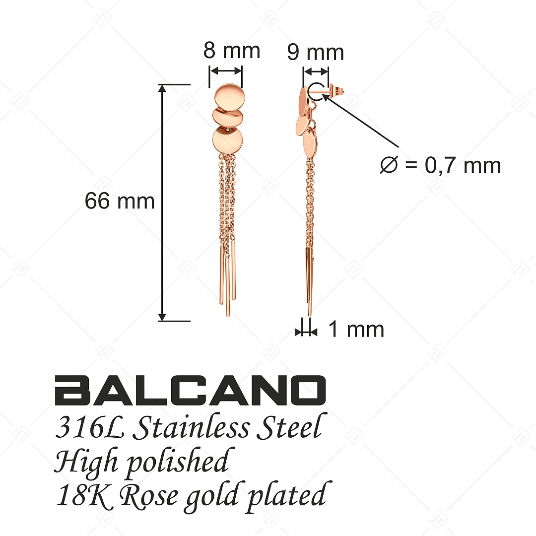 BALCANO - Josephine / Dangling Stainless Steel Earrings, 18K Rose Gold Plated (141252BC96)