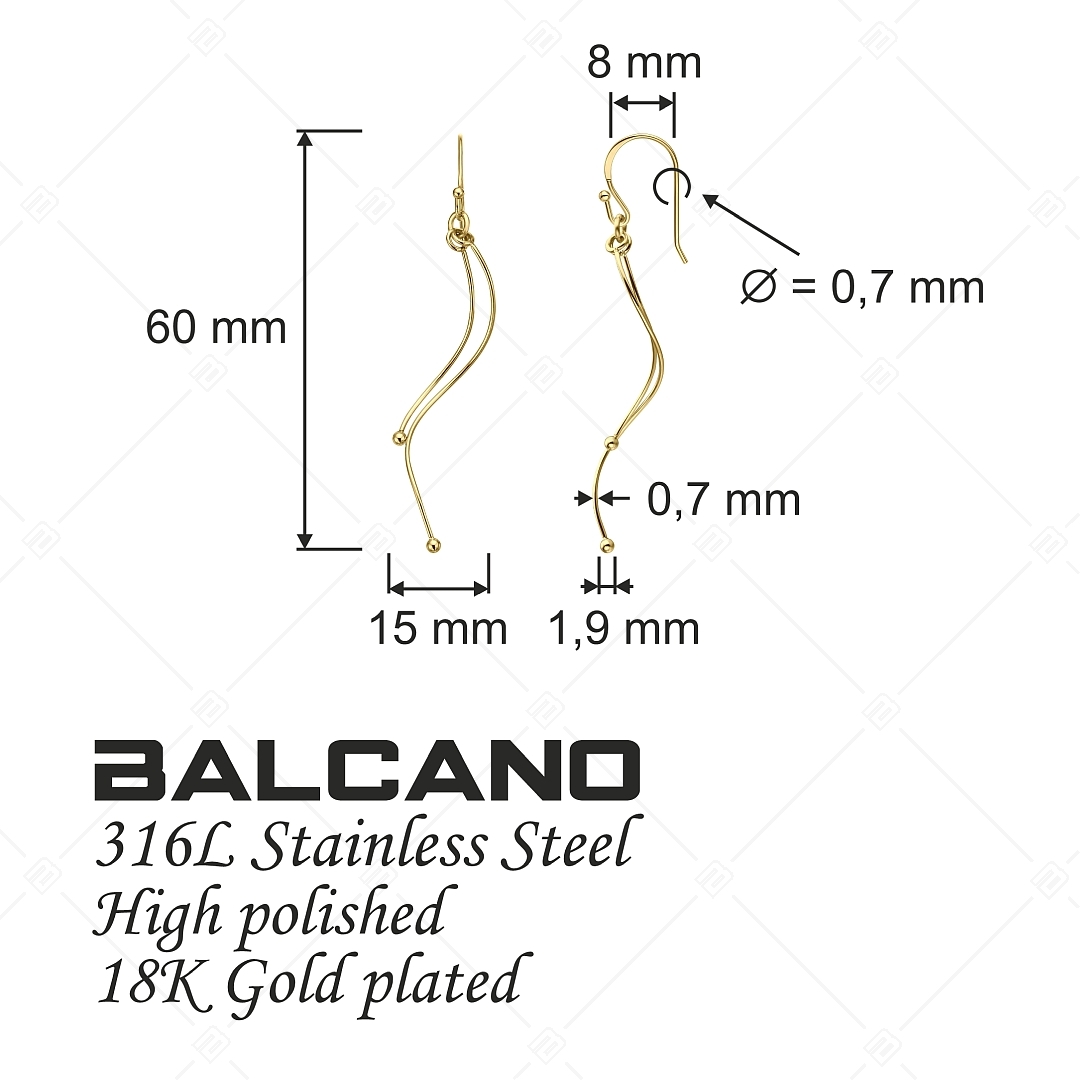 BALCANO - Charlotte / Boucles d'oreilles pendantes en acier inoxydable, plaqué or 18K (141253BC88)