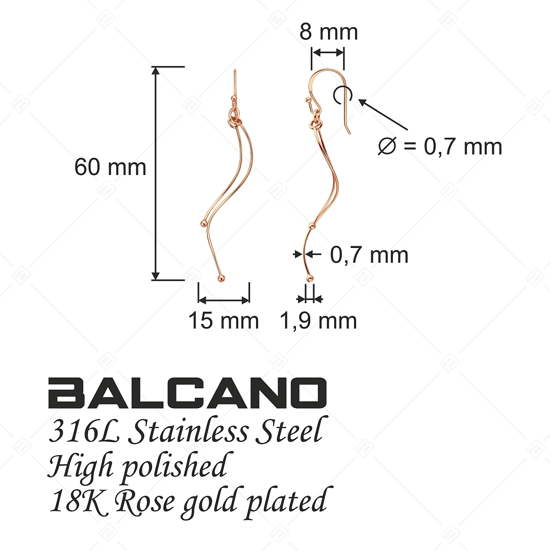 BALCANO - Charlotte / Dangling Stainless Steel Earrings, 18K Rose Gold Plated (141253BC96)