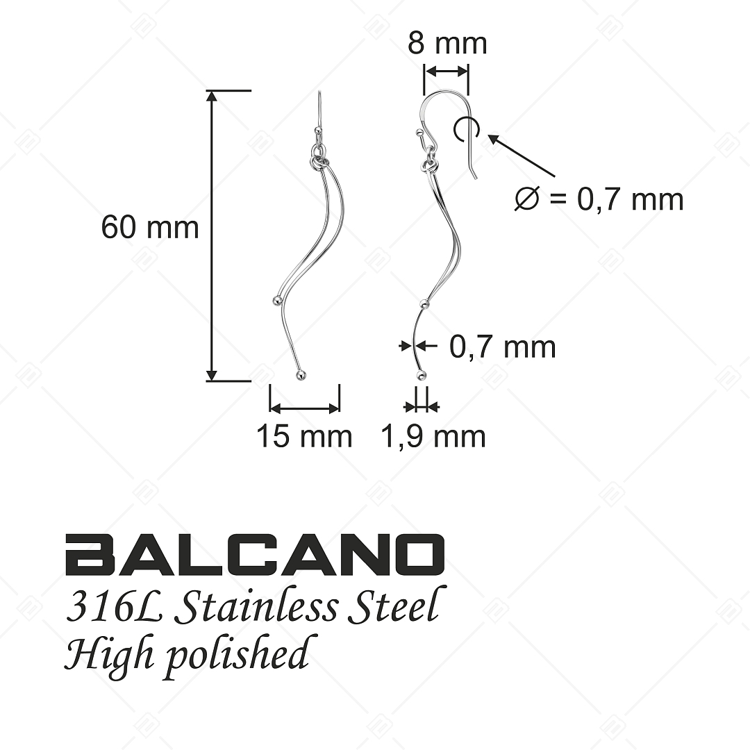 BALCANO - Charlotte / Boucles d'oreilles pendantes en acier inoxydable, avec hautement polie (141253BC97)