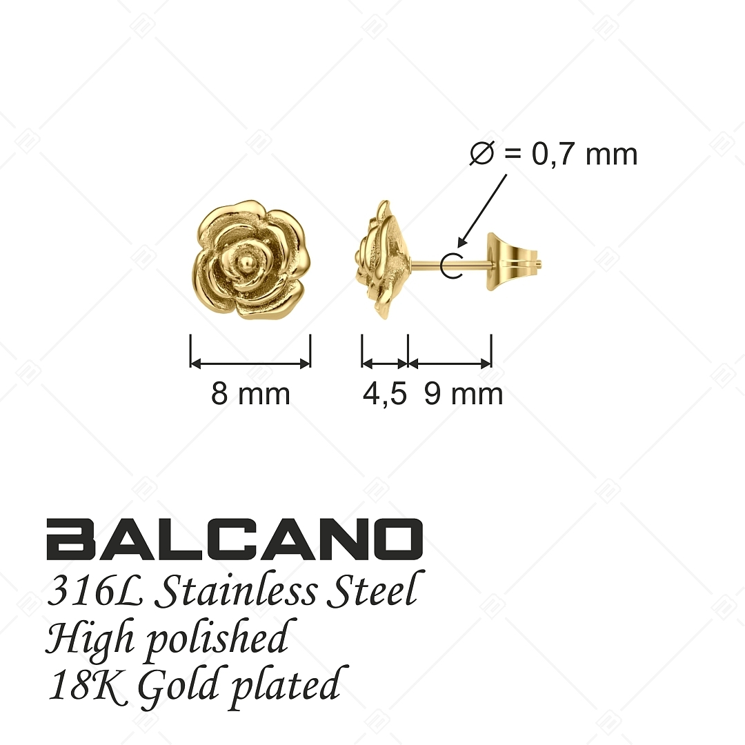 BALCANO - Rosa /  Edelstahl Ohrringe in rosenform 18K vergoldet (141254BC88)