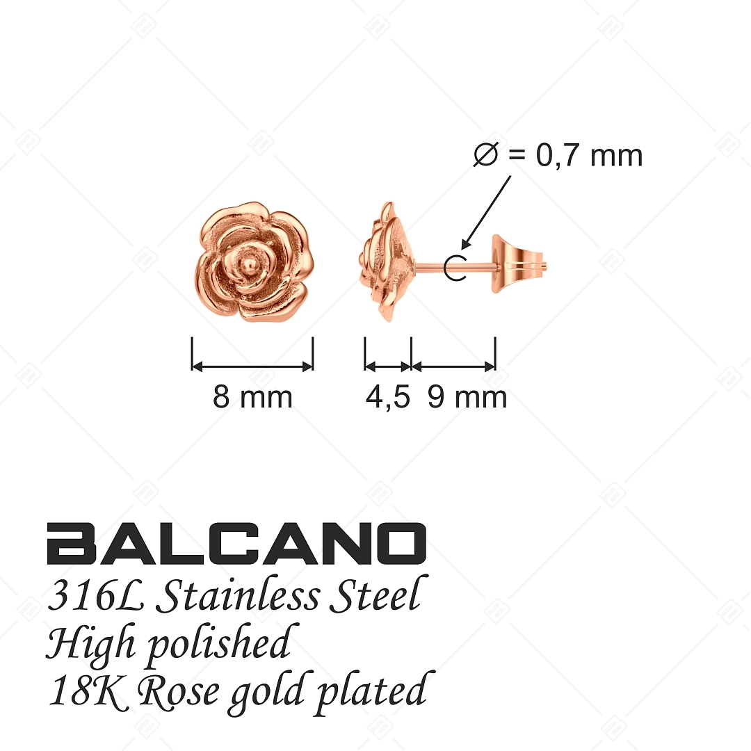 BALCANO - Rosa / Rose Shaped Stainless Steel Earrings 18K Rose Gold Plated (141254BC96)
