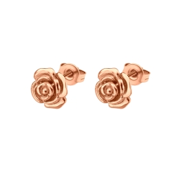 BALCANO - Rosa / Boucles d'oreilles en acier inoxydable en forme de rose plaqué or rose 18K