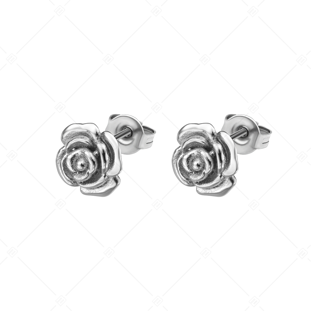 BALCANO - Rosa / Rose Shaped Stainless Steel Earrings, High Polished (141254BC97)