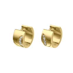 BALCANO - Sunny / Stainless Steel Hoop Earrings With Cubic Zirconia Gemstones, 18K Gold Plated