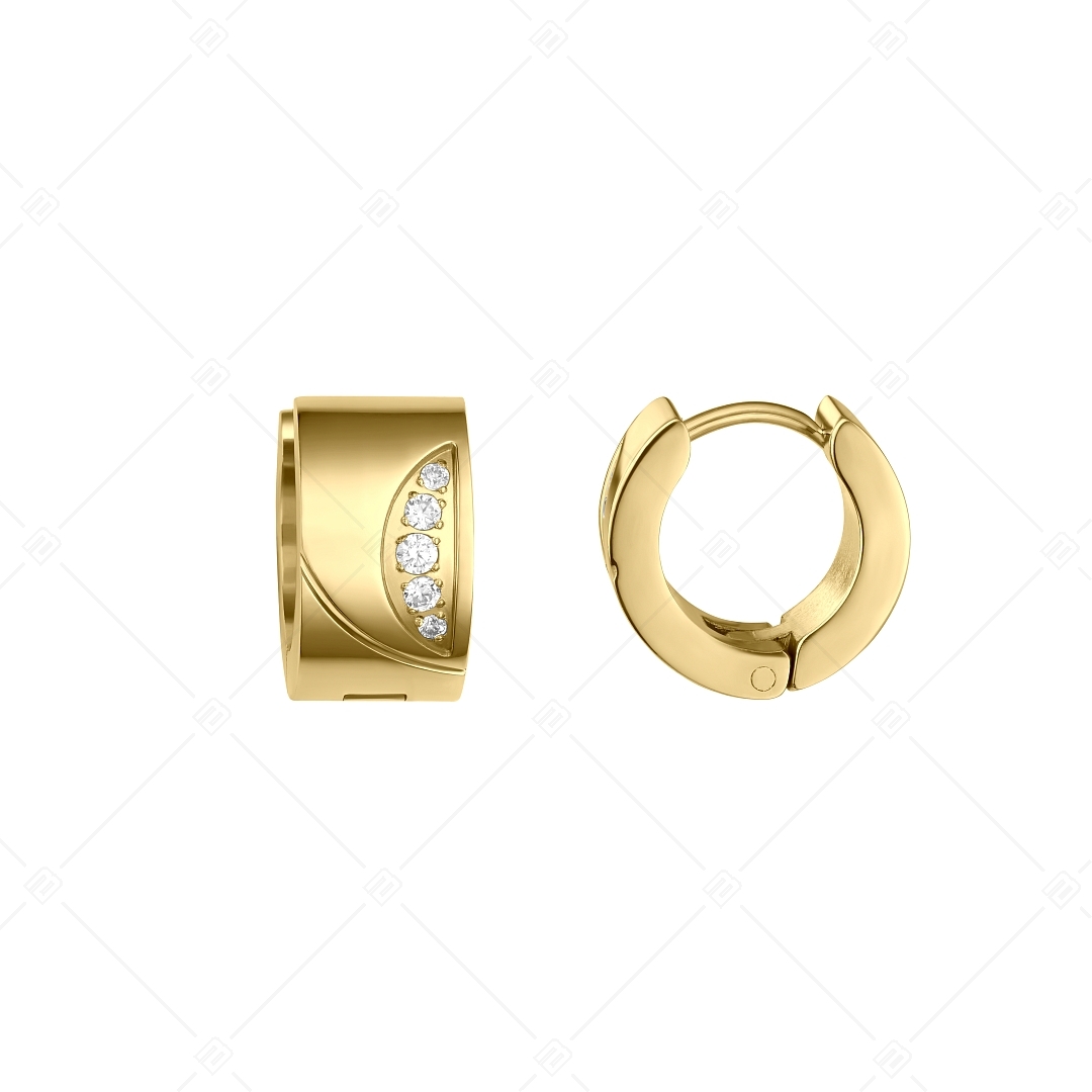 BALCANO - Sunny / Stainless Steel Hoop Earrings With Cubic Zirconia Gemstones, 18K Gold Plated (141255BC88)