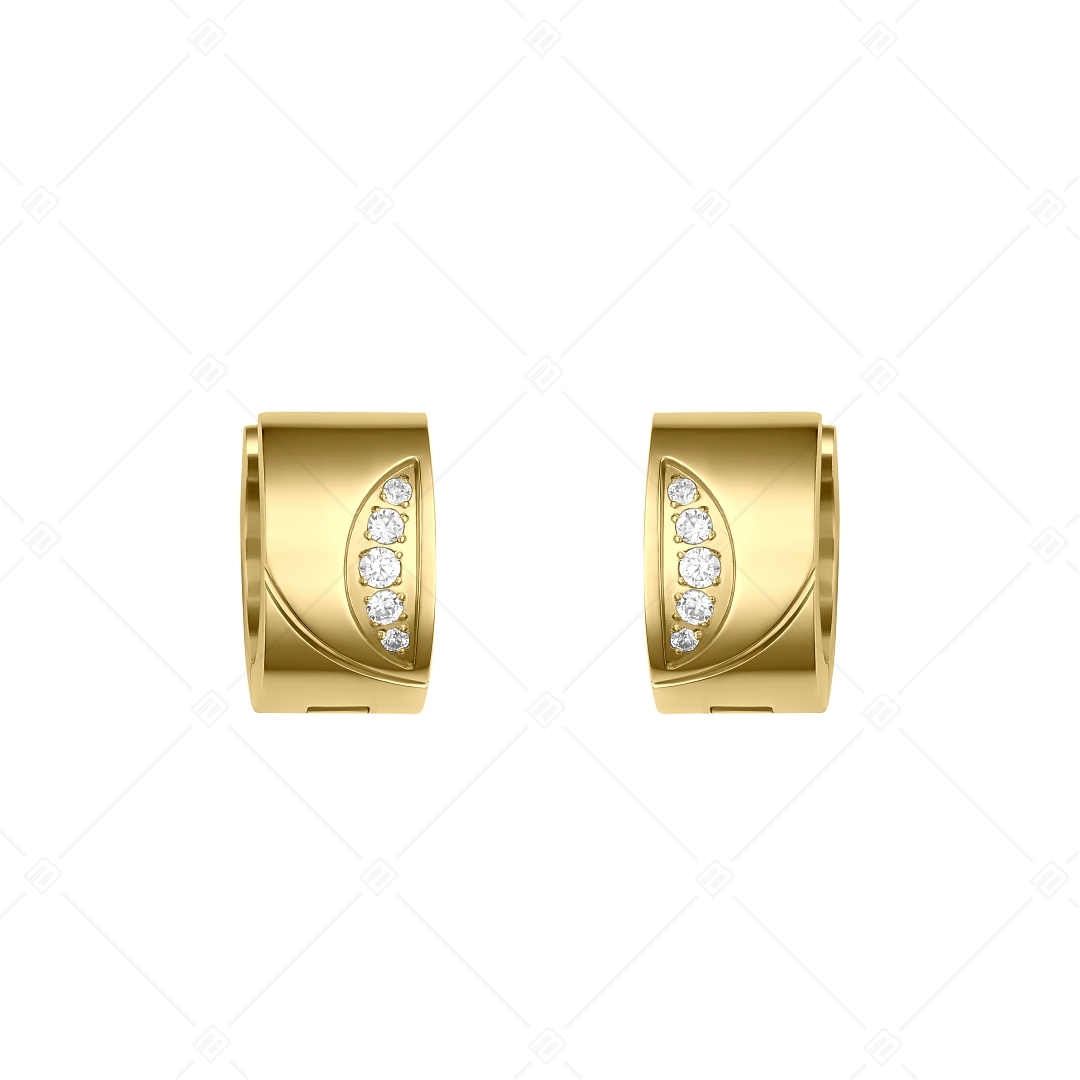 BALCANO - Sunny / Boucles d'oreilles cercles en acier inoxydable avec pierres précieuses zirconium, plaqué or 18K (141255BC88)